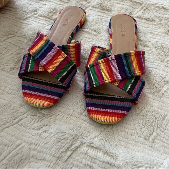 J. Crew Multistripe Cora Crisscross Slip On Sandals - Picture 3 of 7